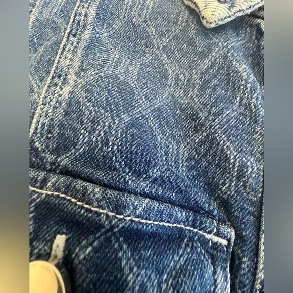 River Island RI College Denim Shirt Jacket Monogram Printed Button Dress (UK 12) - Picture 4 of 6